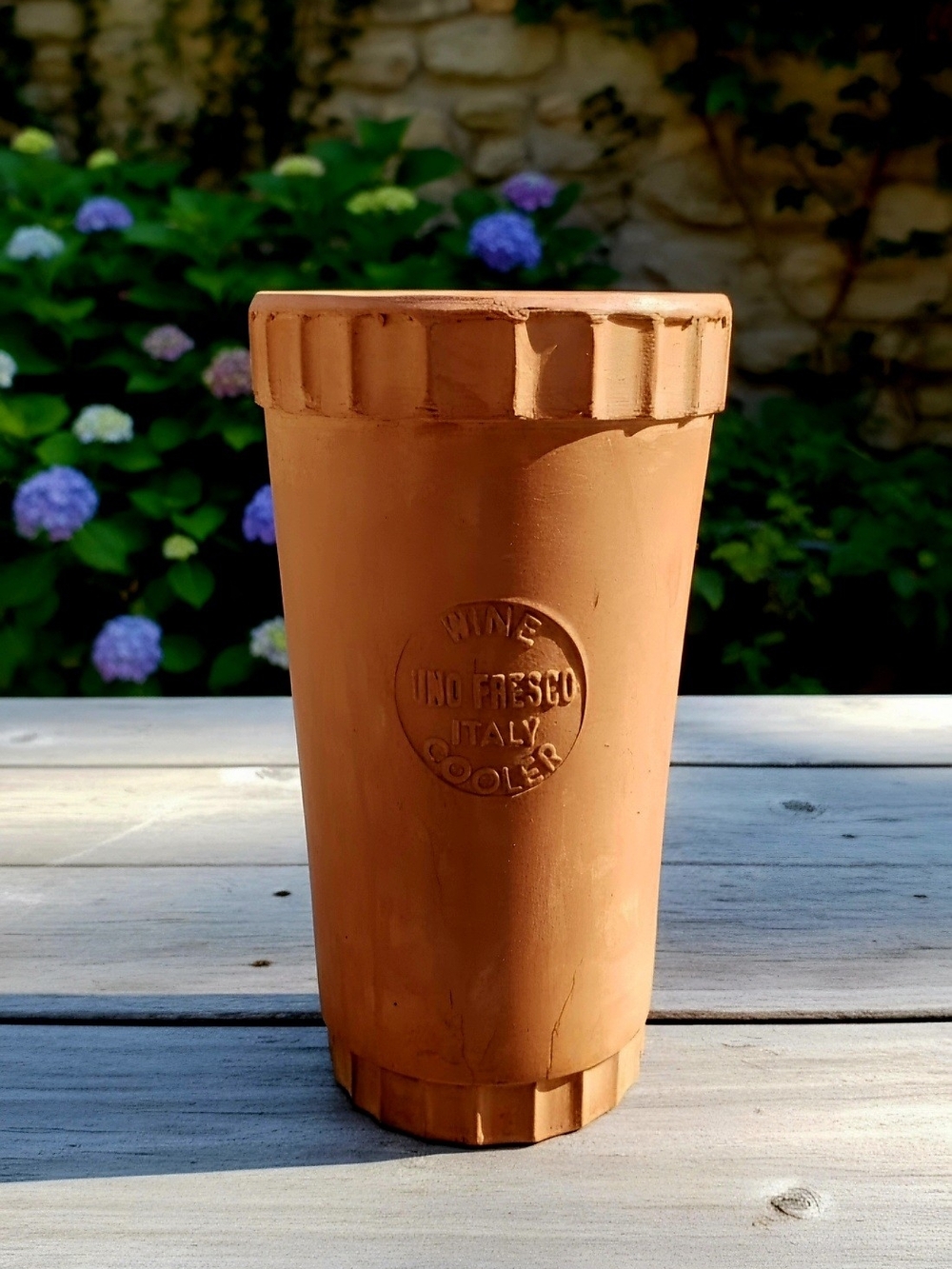 Vintage Italian terracotta wine cooler "Vino Fresco Italy Cooler " Stamp.9" Tall